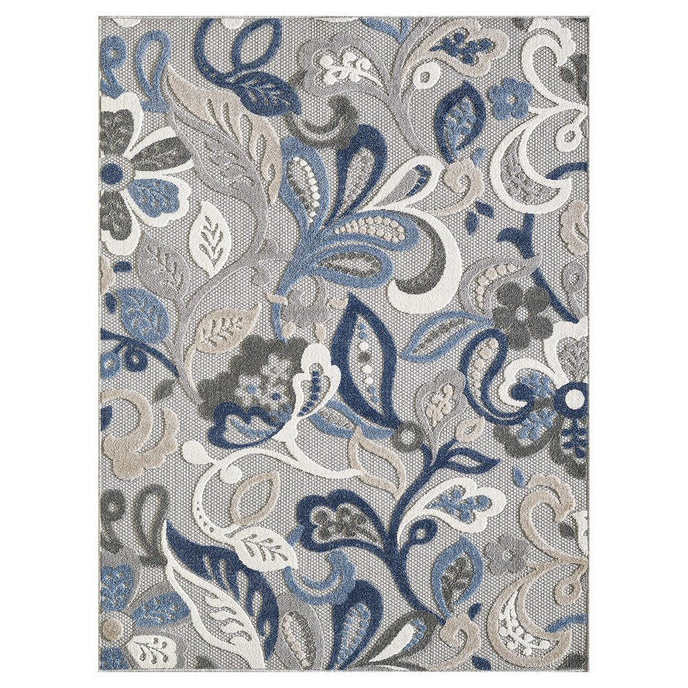 3' X 5' Blue And Gray Indoor Outdoor Area Rug