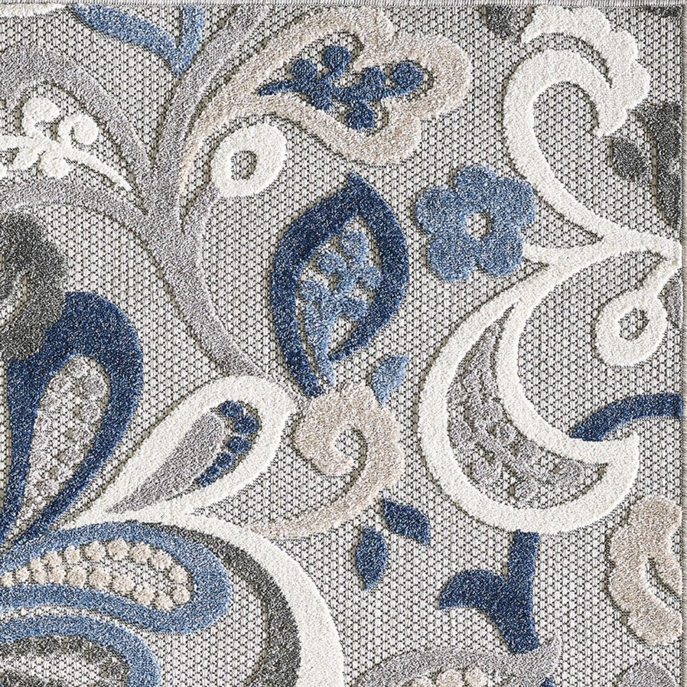 3' X 5' Blue And Gray Indoor Outdoor Area Rug