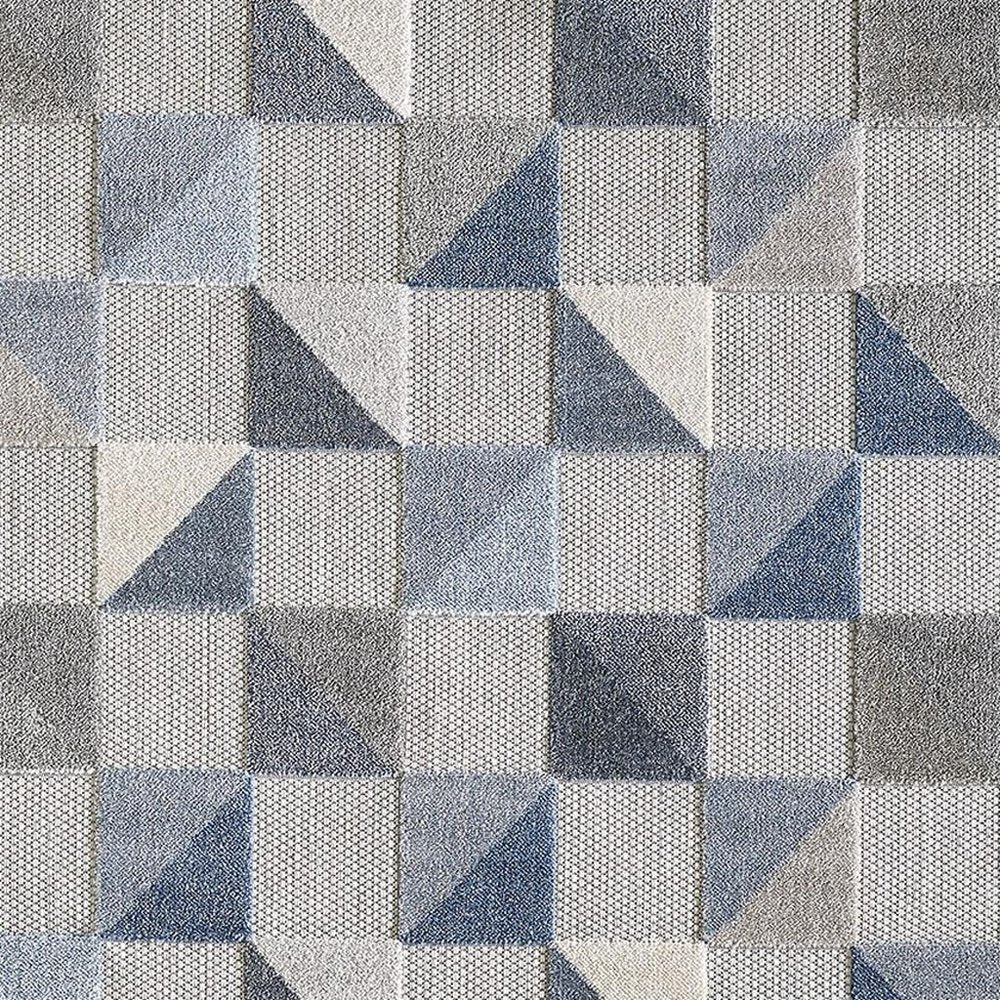 8' X 10' Blue And Gray Geometric Stain Resistant Indoor Outdoor Area Rug