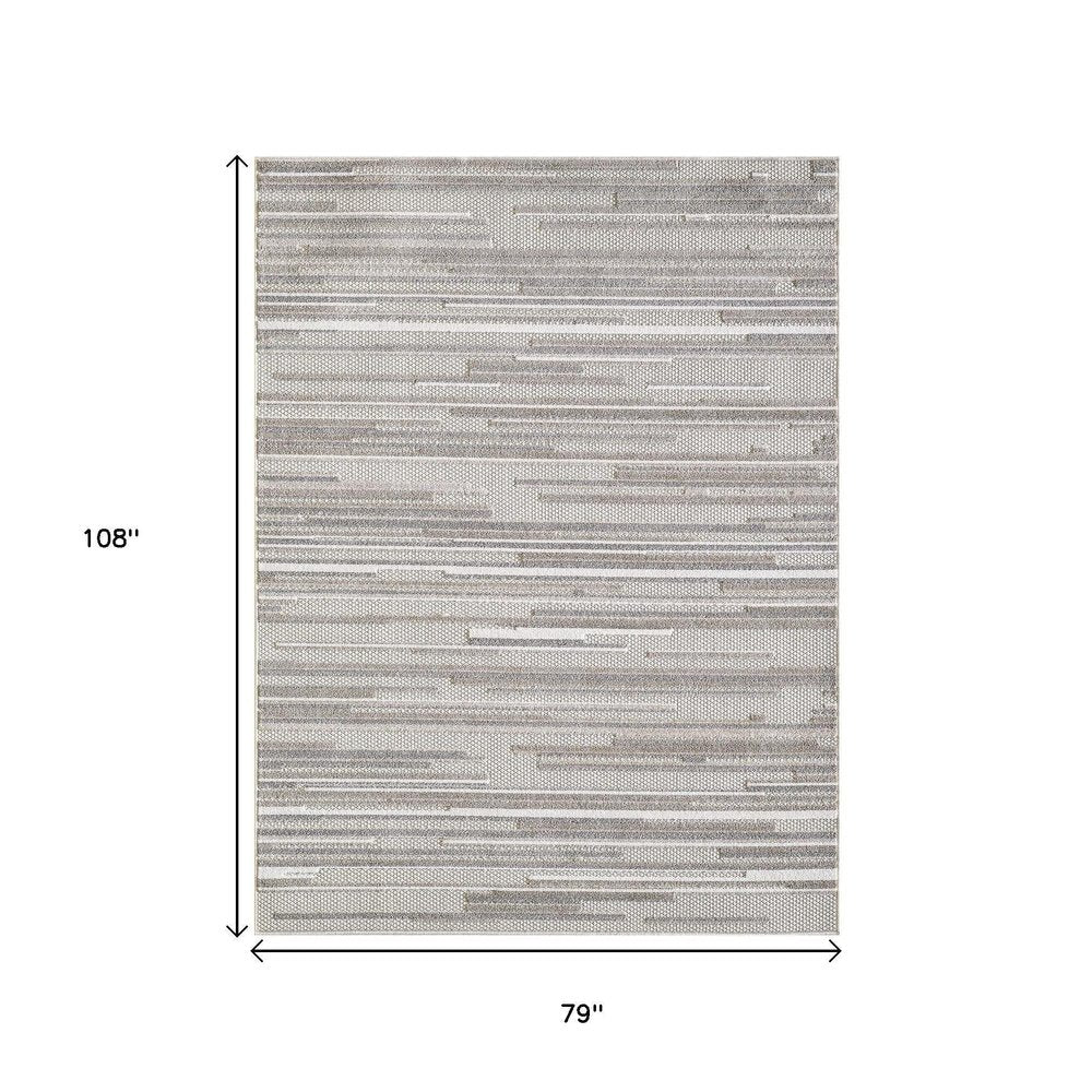 7' X 9' Gray Abstract Stain Resistant Indoor Outdoor Area Rug