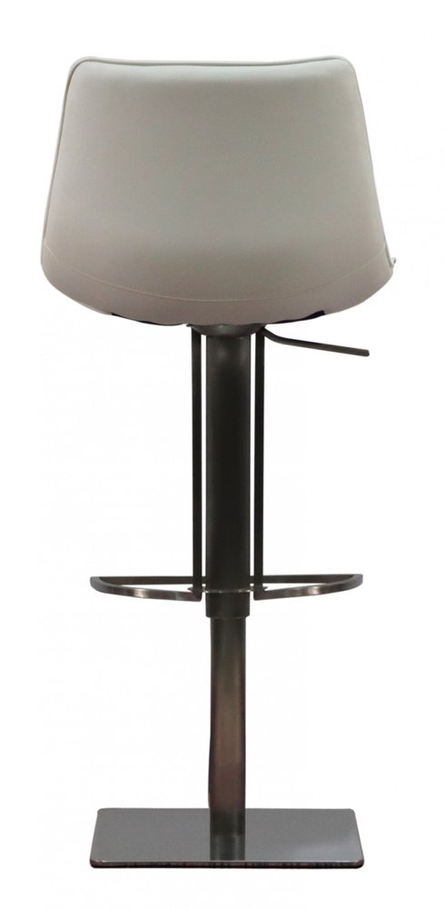 White And Silver Faux Leather And Faux Leather And Steel Bar Height Swivel Bar Chair