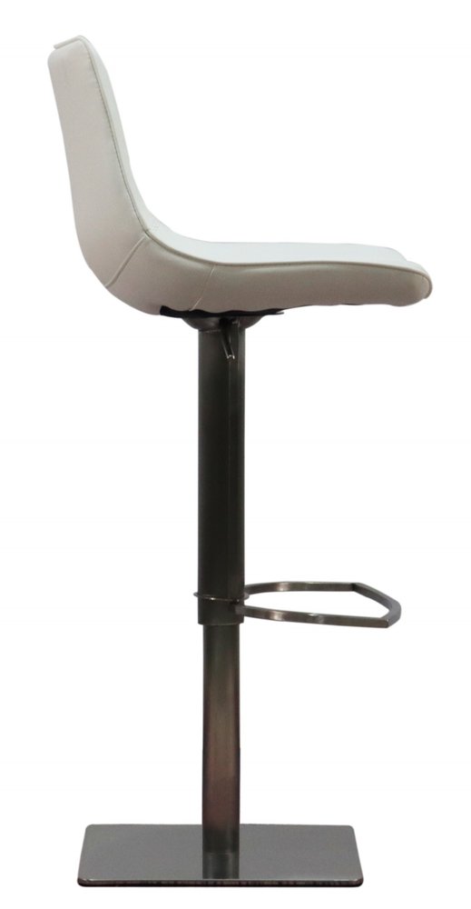 White And Silver Faux Leather And Faux Leather And Steel Bar Height Swivel Bar Chair