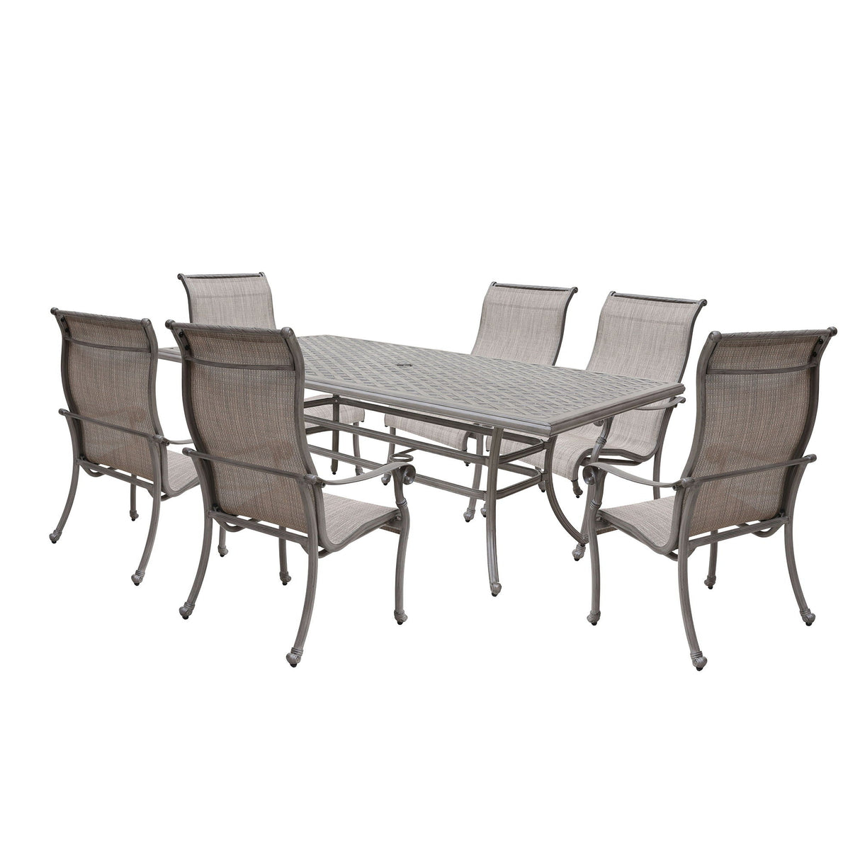 Cast Aluminum Dining Set With Sling Chairs by Couch.com