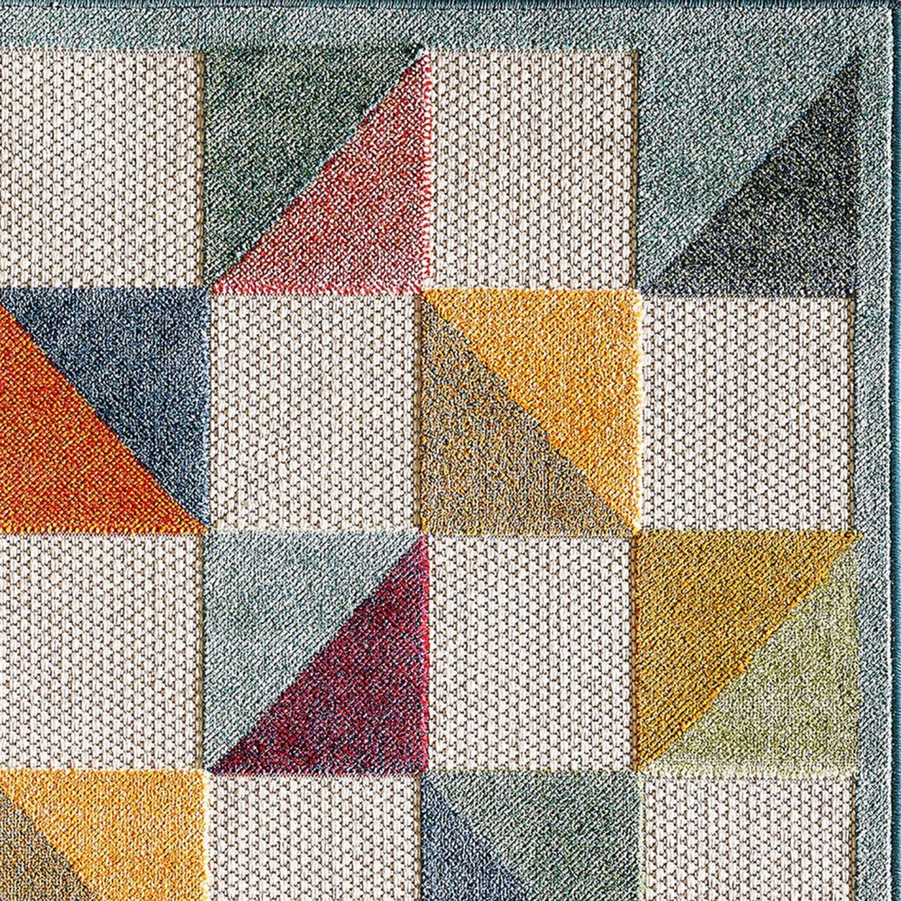 8' X 10' Orange And Ivory Indoor Outdoor Area Rug