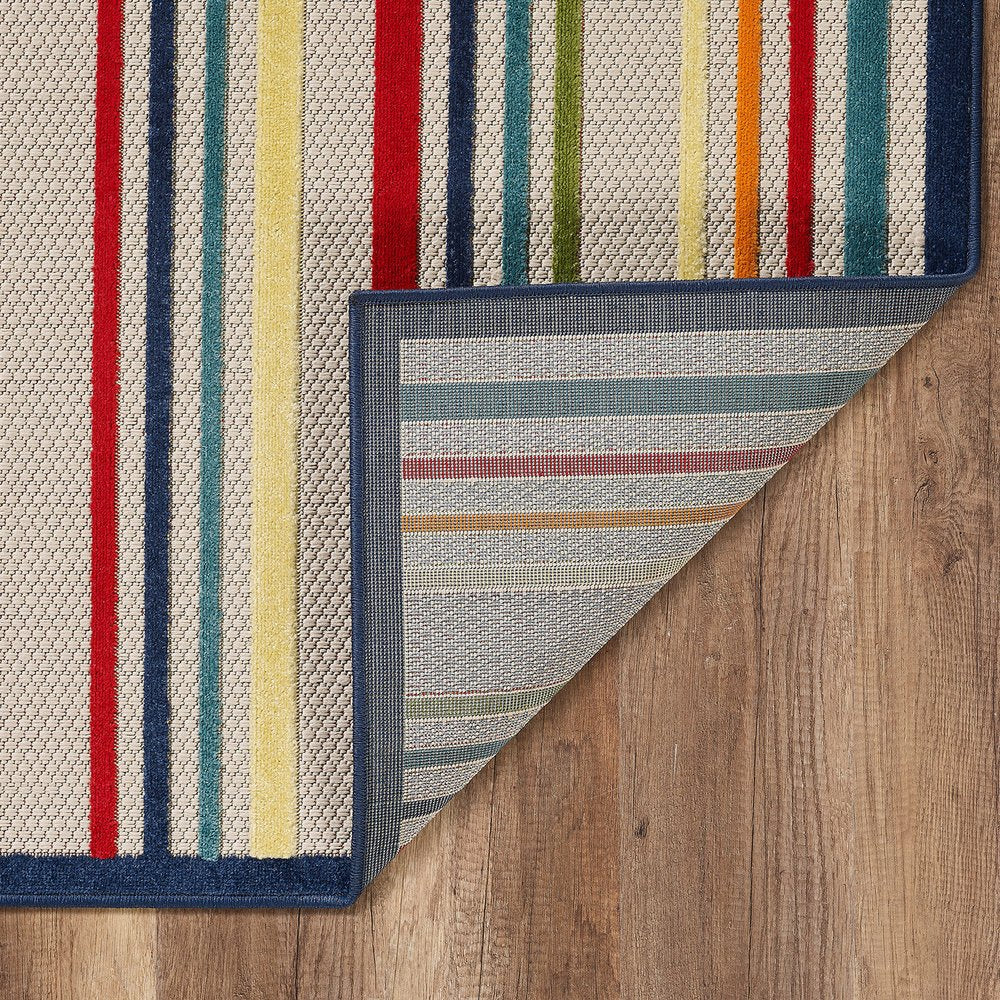 2' X 4' Ivory And Blue Indoor Outdoor Area Rug