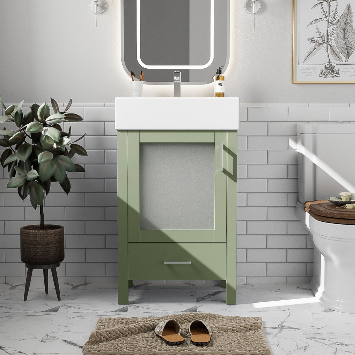 Bathroom Vanity With Ceramic Sink And Ample Storage, Ideal For Small Bathrooms by Couch.com