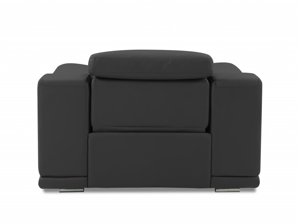 48" Dark Slate Gray And White Italian Leather Arm Chair