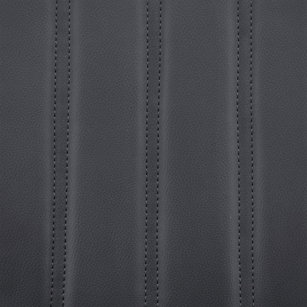 27" Gray and Black Faux Leather and Iron Counter Height Swivel Bar Chair