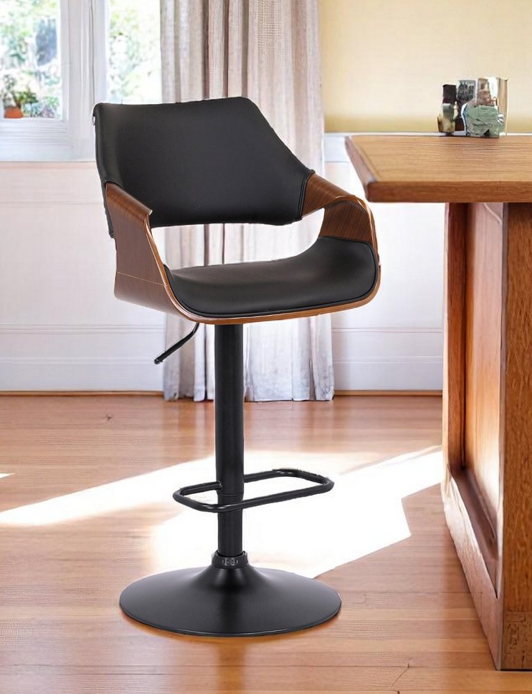 25" Black Iron Swivel Adjustable Height Bar Chair
