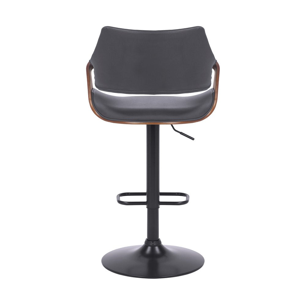 Gray And Black Fabric And Iron Adjustable Height Swivel Bar Chair