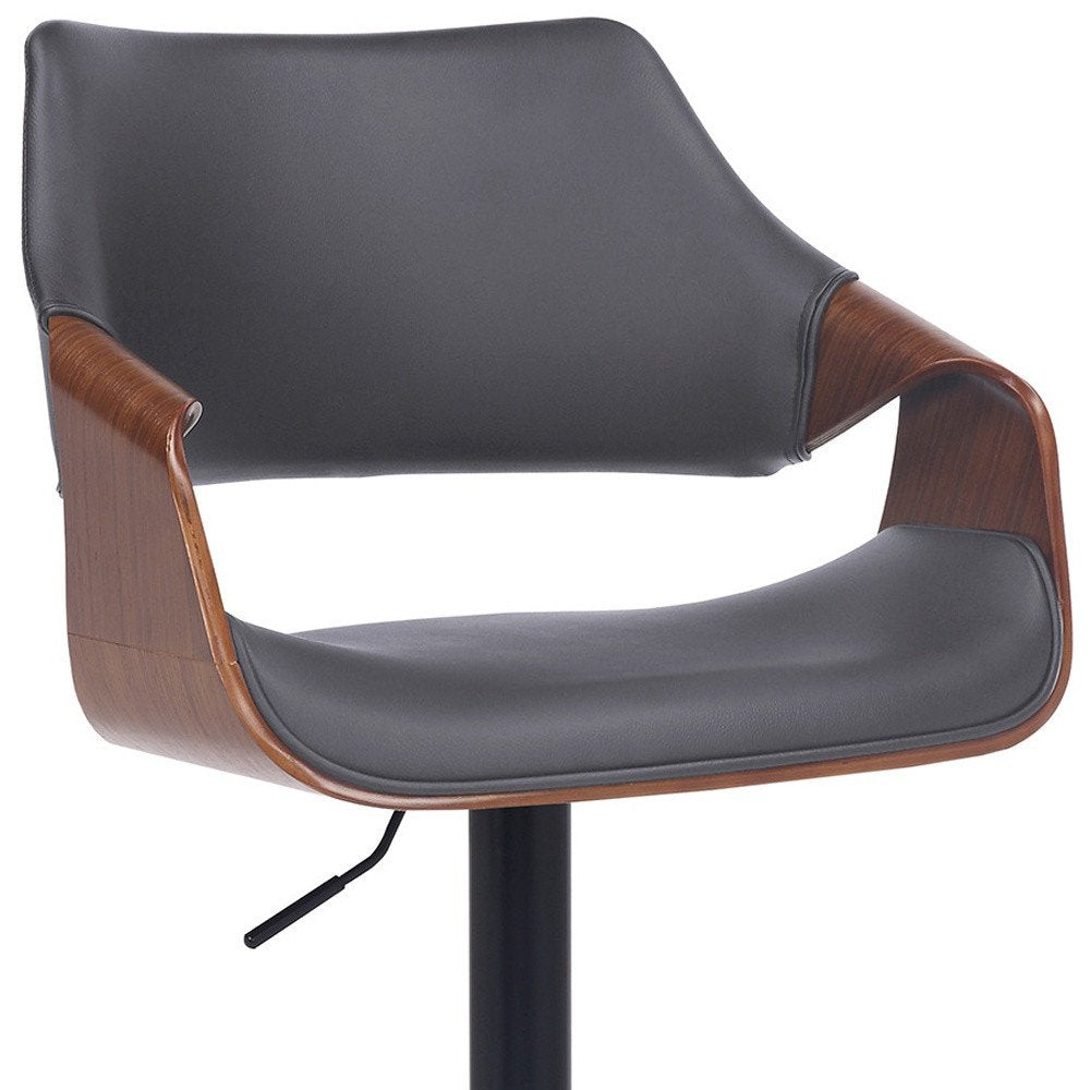 Gray And Black Fabric And Iron Adjustable Height Swivel Bar Chair