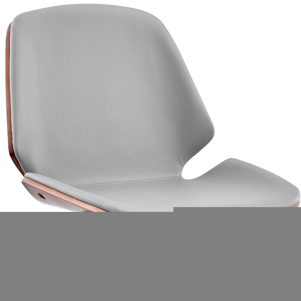 26" Gray And Brown Swivel Counter Height Bar Chair