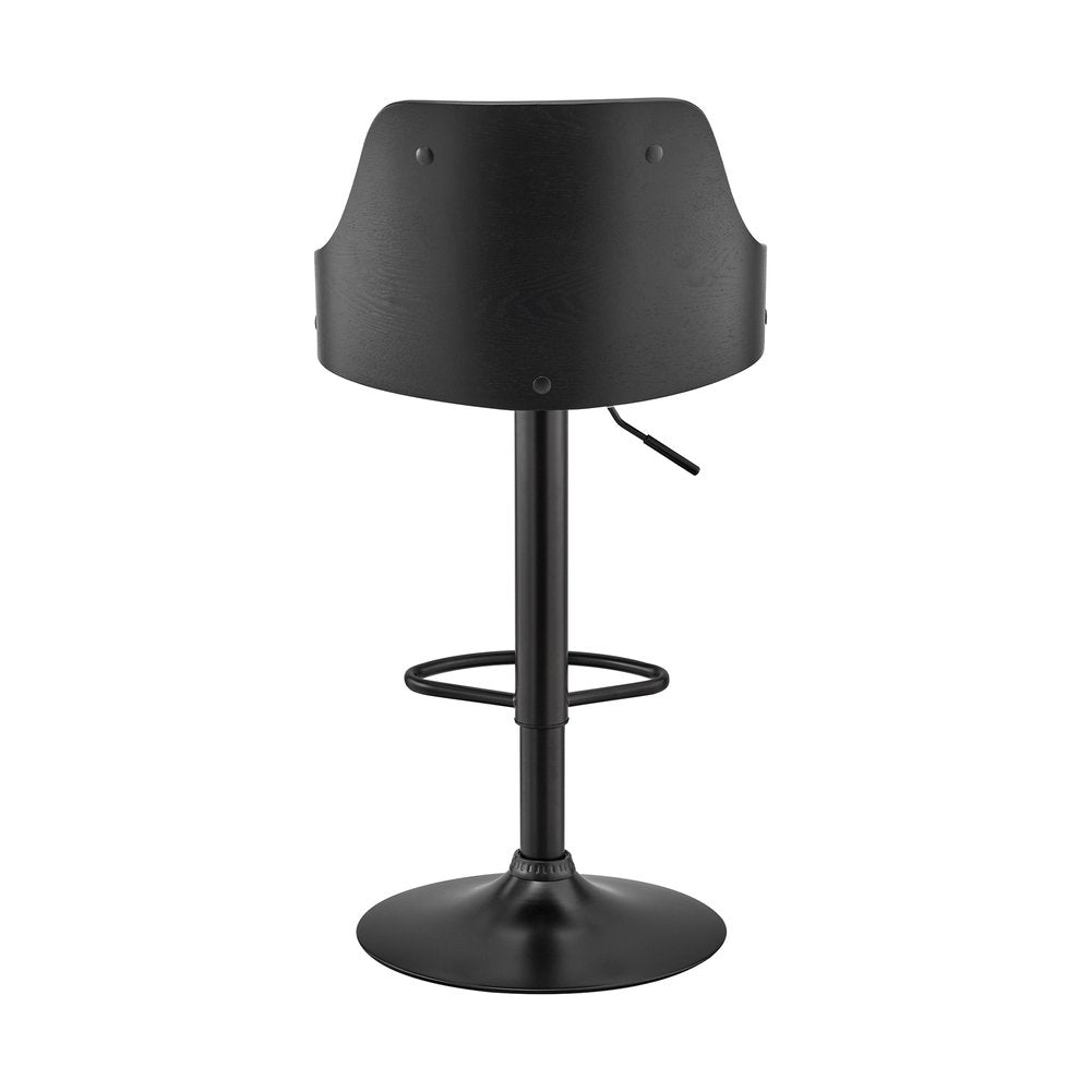 Gray And Black Fabric And Iron Adjustable Height Swivel Bar Chair