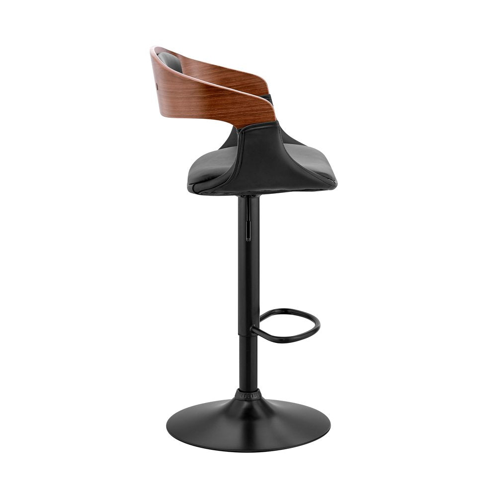 Black Fabric And Iron Low Back Adjustable Height Swivel Bar Chair