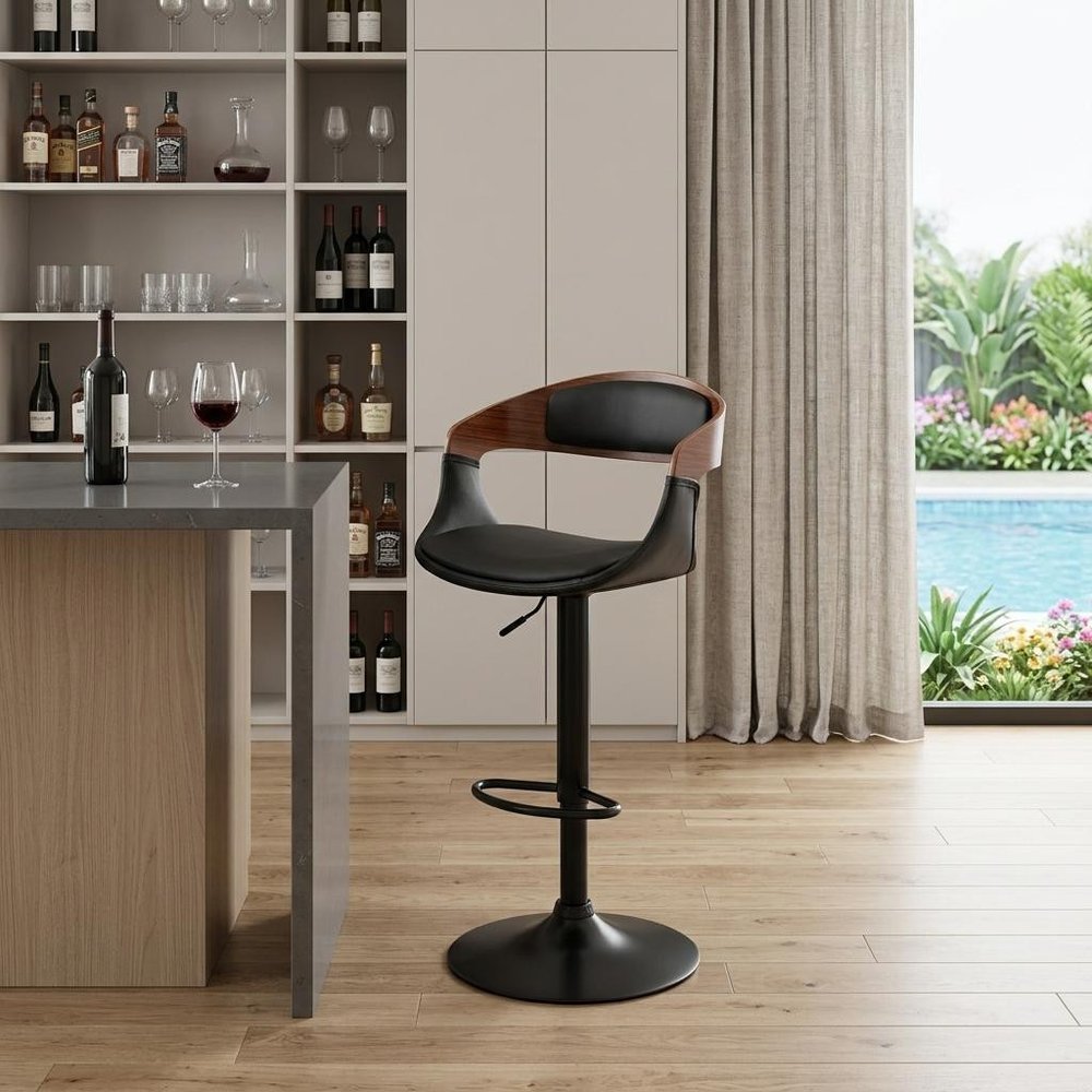 24" Black Iron Swivel Low Back Adjustable Height Bar Chair