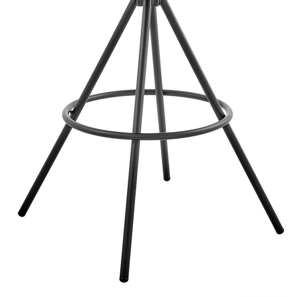 26" Charcoal And Black Fabric And Iron Counter Height Bar Chair
