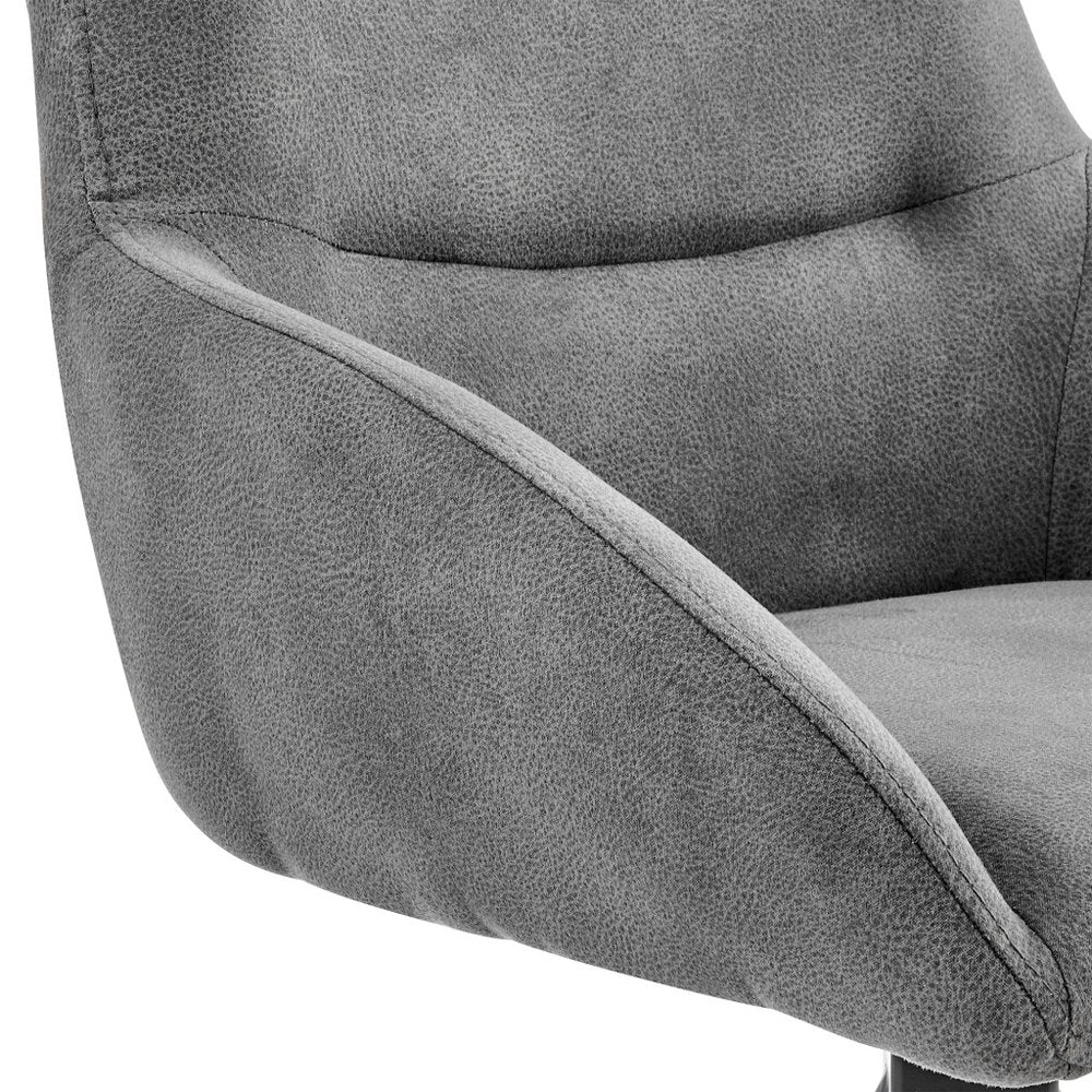 26" Charcoal And Black Fabric And Iron Counter Height Bar Chair