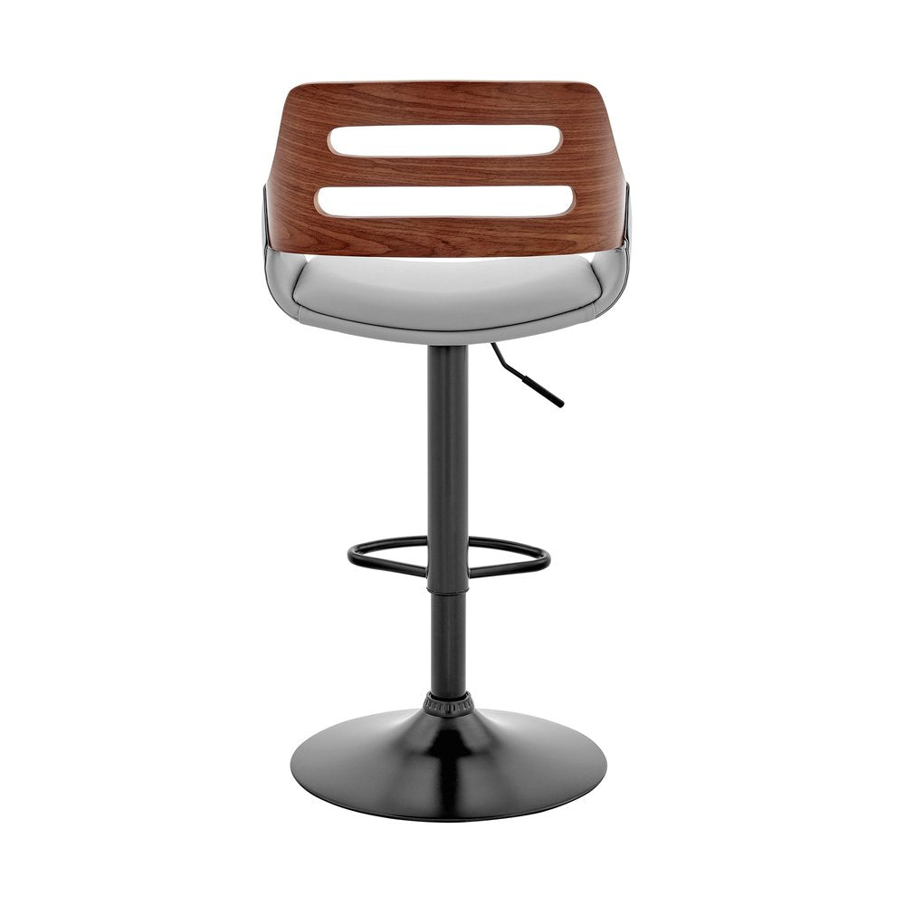 Gray And Black Fabric And Iron Low Back Adjustable Height Swivel Bar Chair