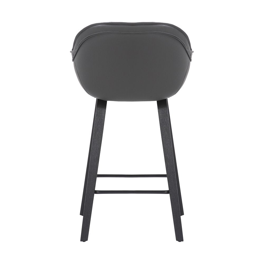 26" Gray And Black Fabric And Iron Counter Height Bar Chair