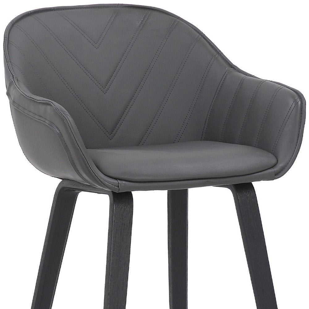 26" Gray And Black Fabric And Iron Counter Height Bar Chair