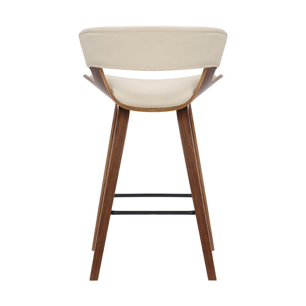 27" Cream And Brown Iron Low Back Counter Height Bar Chair