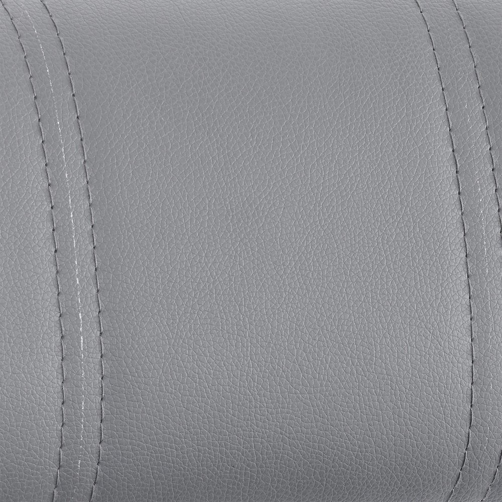 25" Gray And Black Faux Leather And Iron Swivel Low Back Adjustable Height Bar Chair