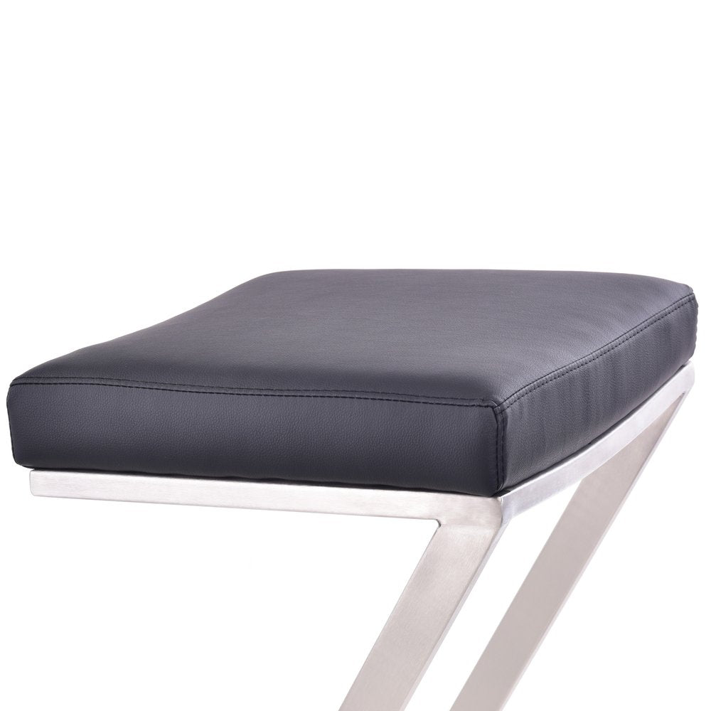 26" Gray And Silver Fabric And Iron Backless Counter Height Bar Chair