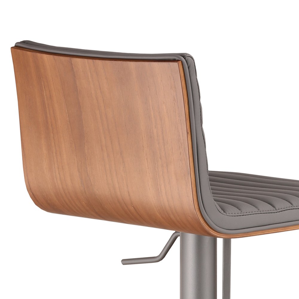 Gray Fabric And Iron Low Back Adjustable Height Swivel Bar Chair