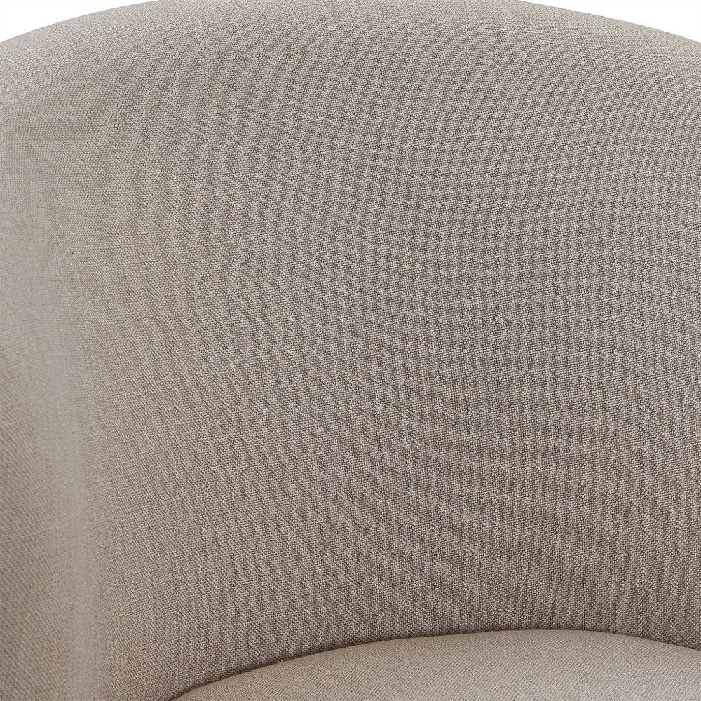 27" Tan and Espresso Fabric and Solid Wood Low Back Counter Height Swivel Bar Chair