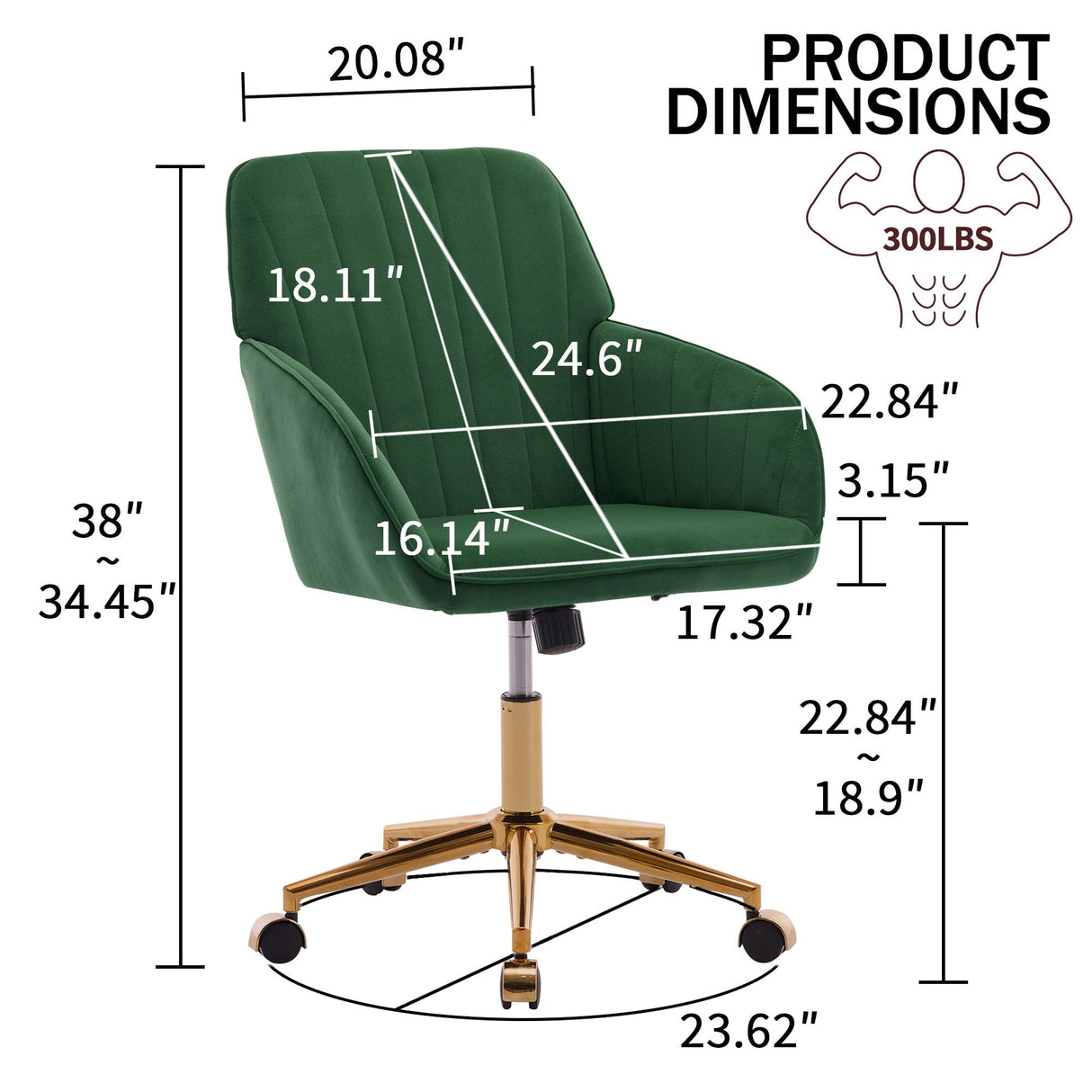 Adjustable Ergonomic Swivel Office Chair by Couch.com