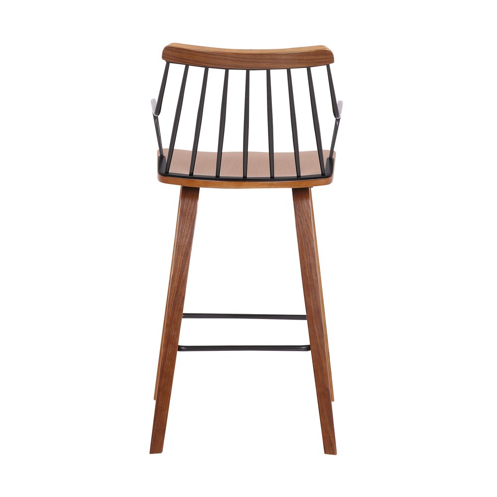 26" Brown Wood And Iron Counter Height Bar Chair