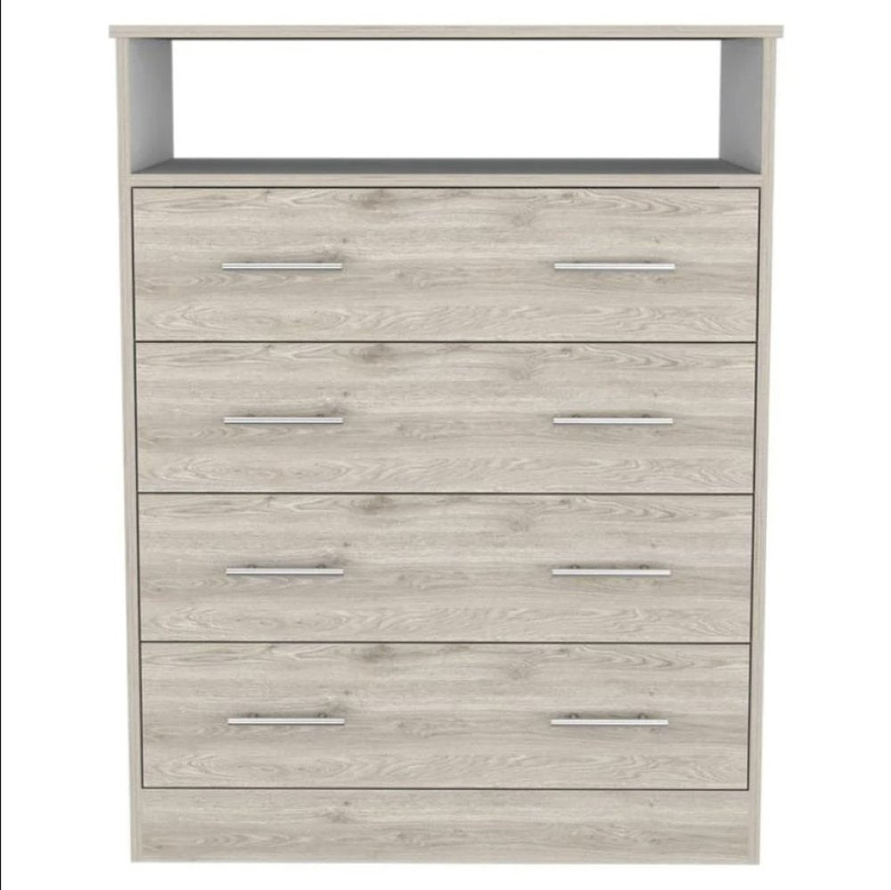 33" Light Gray Wood Four Drawer Dresser