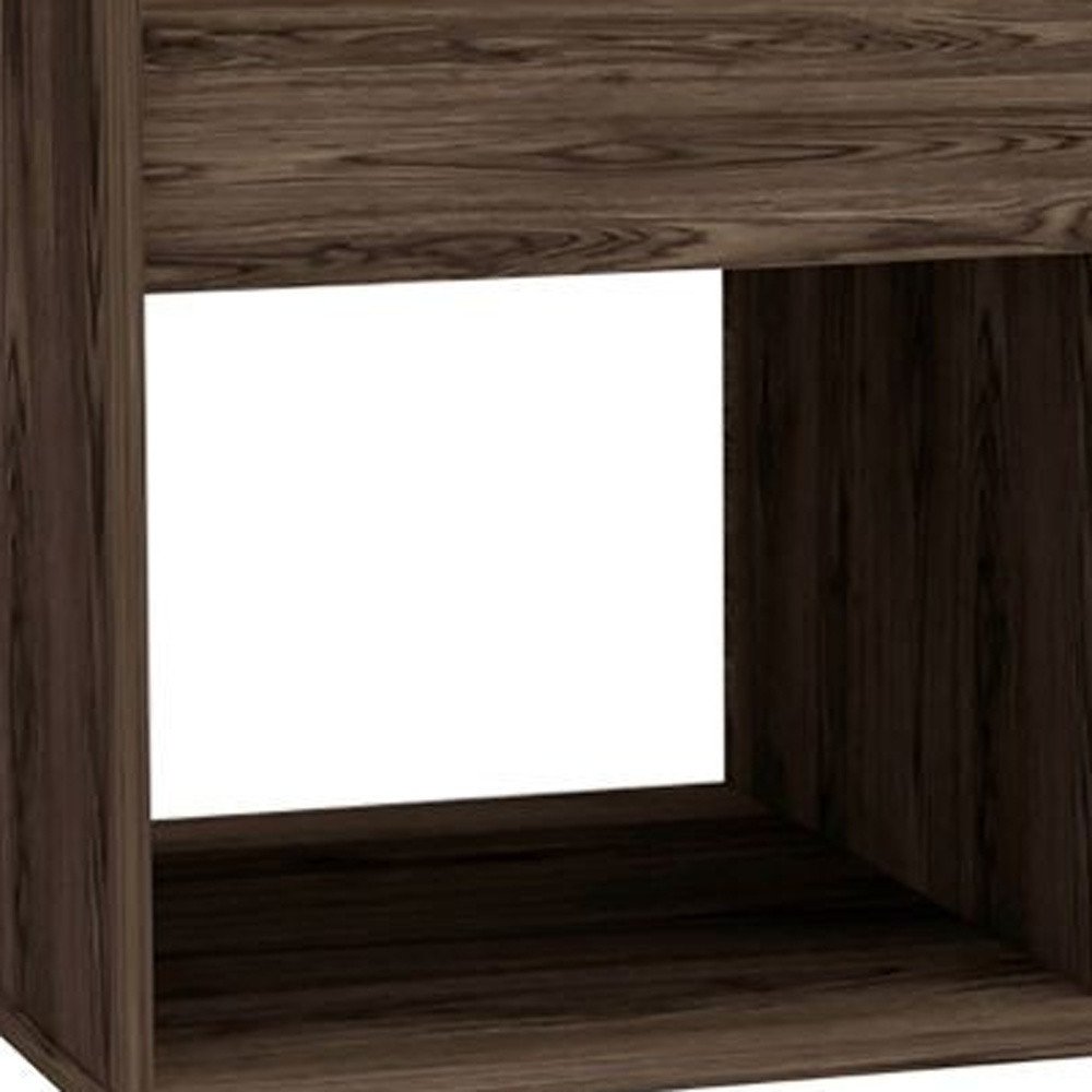 32" Dark Walnut Manufactured Wood Rectangular Coffee Table With Shelf
