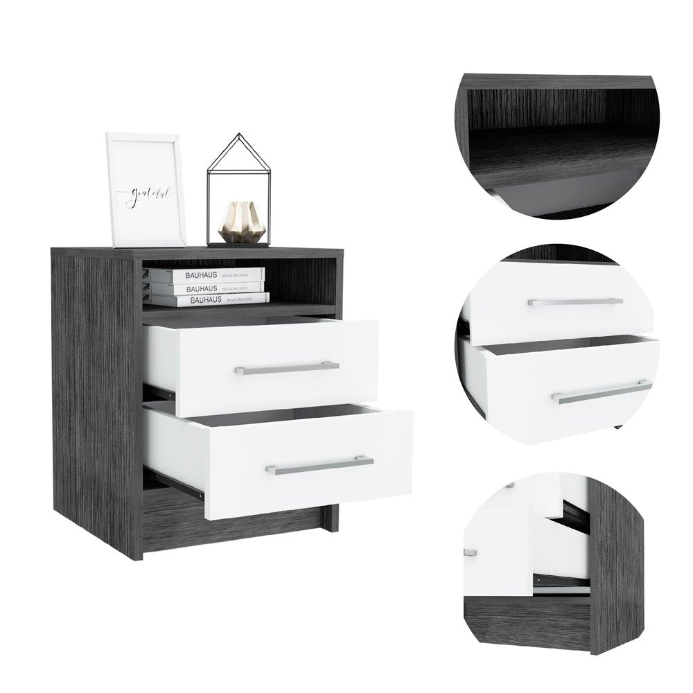 20" Wood Two Drawer Nightstand