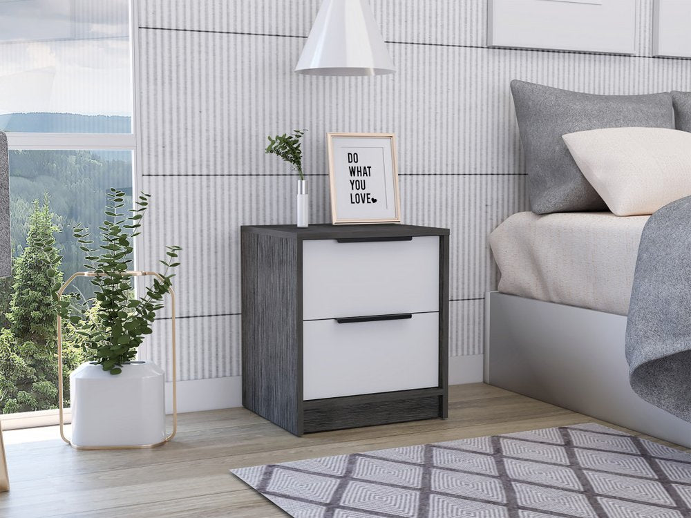 19" Wood Two Drawer Nightstand