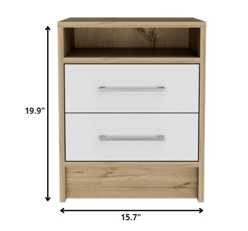 20" Wood Two Drawer Nightstand