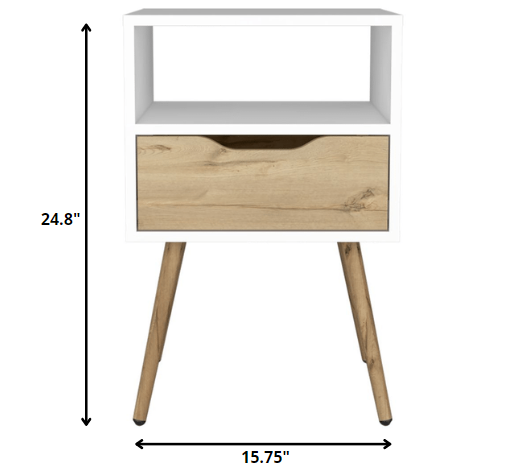 25" Wood One Drawer Nightstand