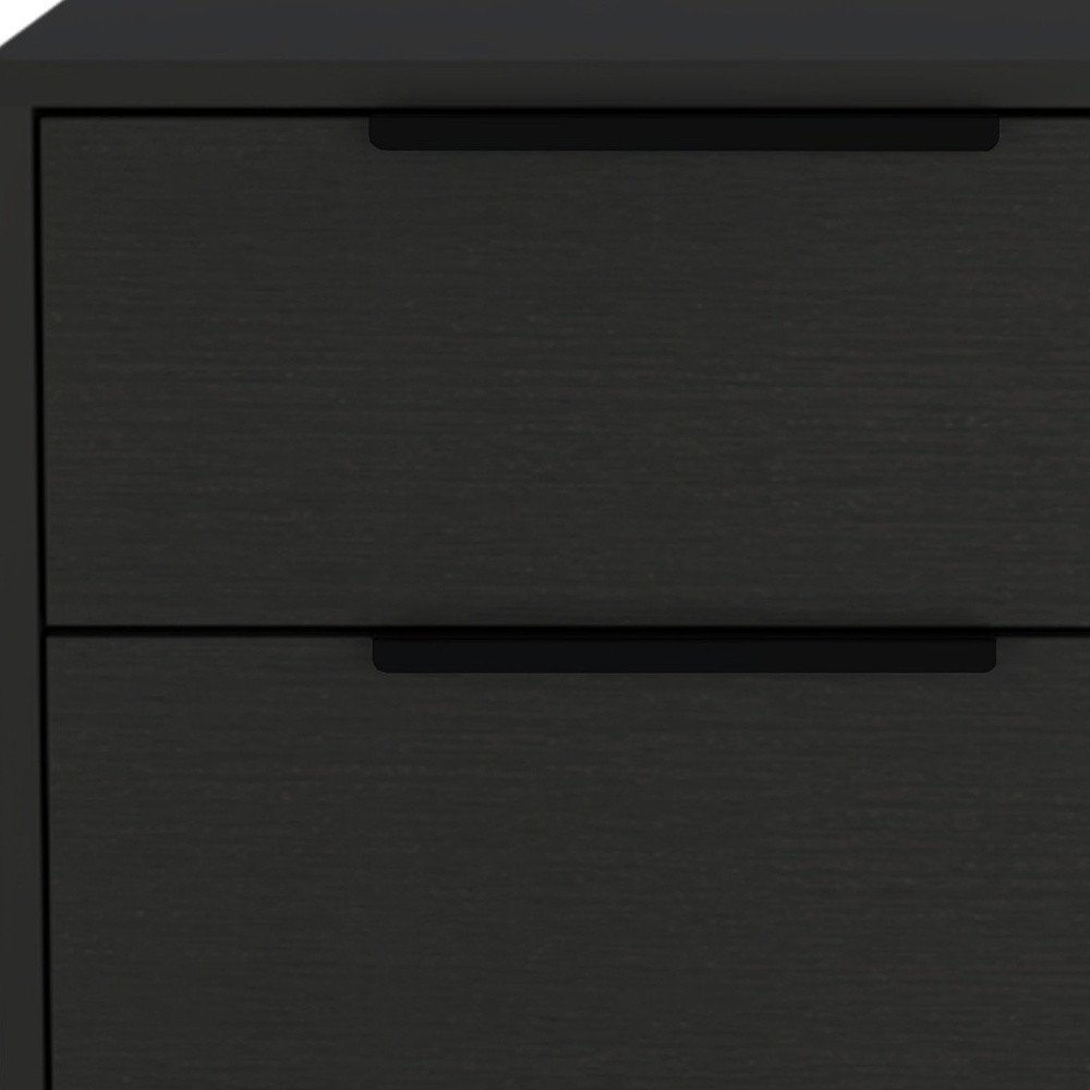 22" Black Wood Two Drawer Nightstand