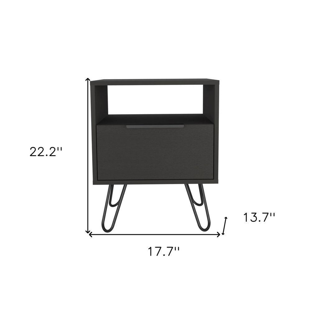 22" Black Wood Nightstand