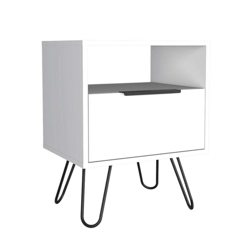 22" White Wood Nightstand