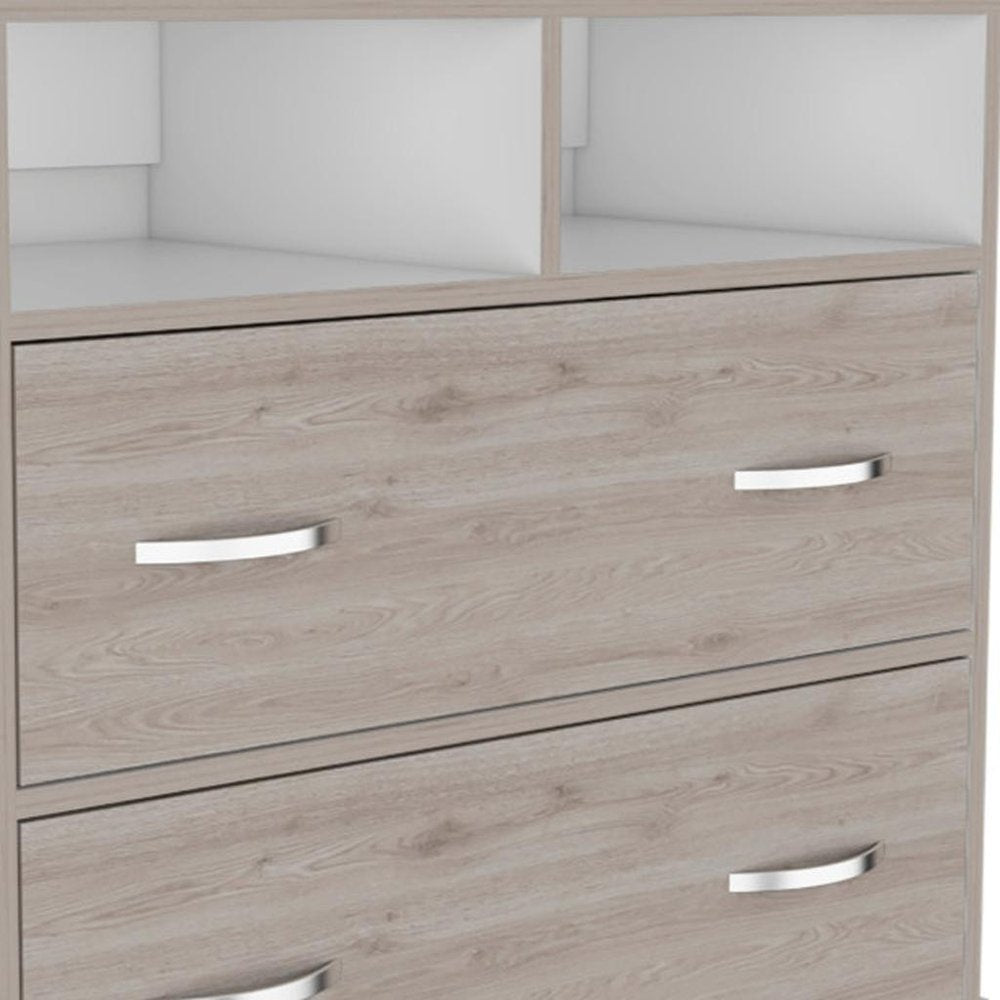 32" Light Gray Wood Two Drawer Dresser