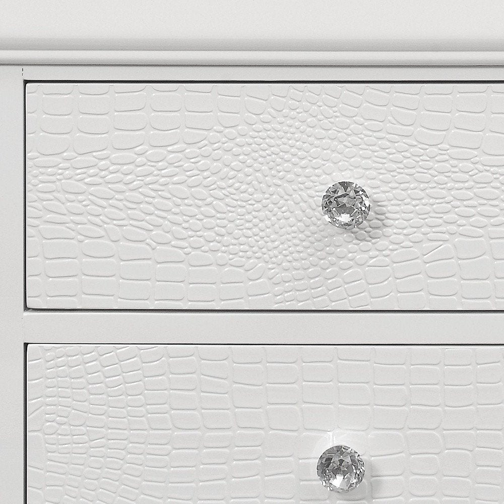 24" White Wood Shagreen Two Drawer Nightstand