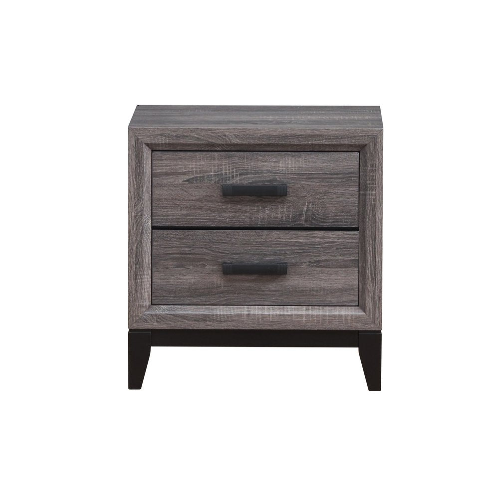 25" Gray Wood Two Drawer Nightstand