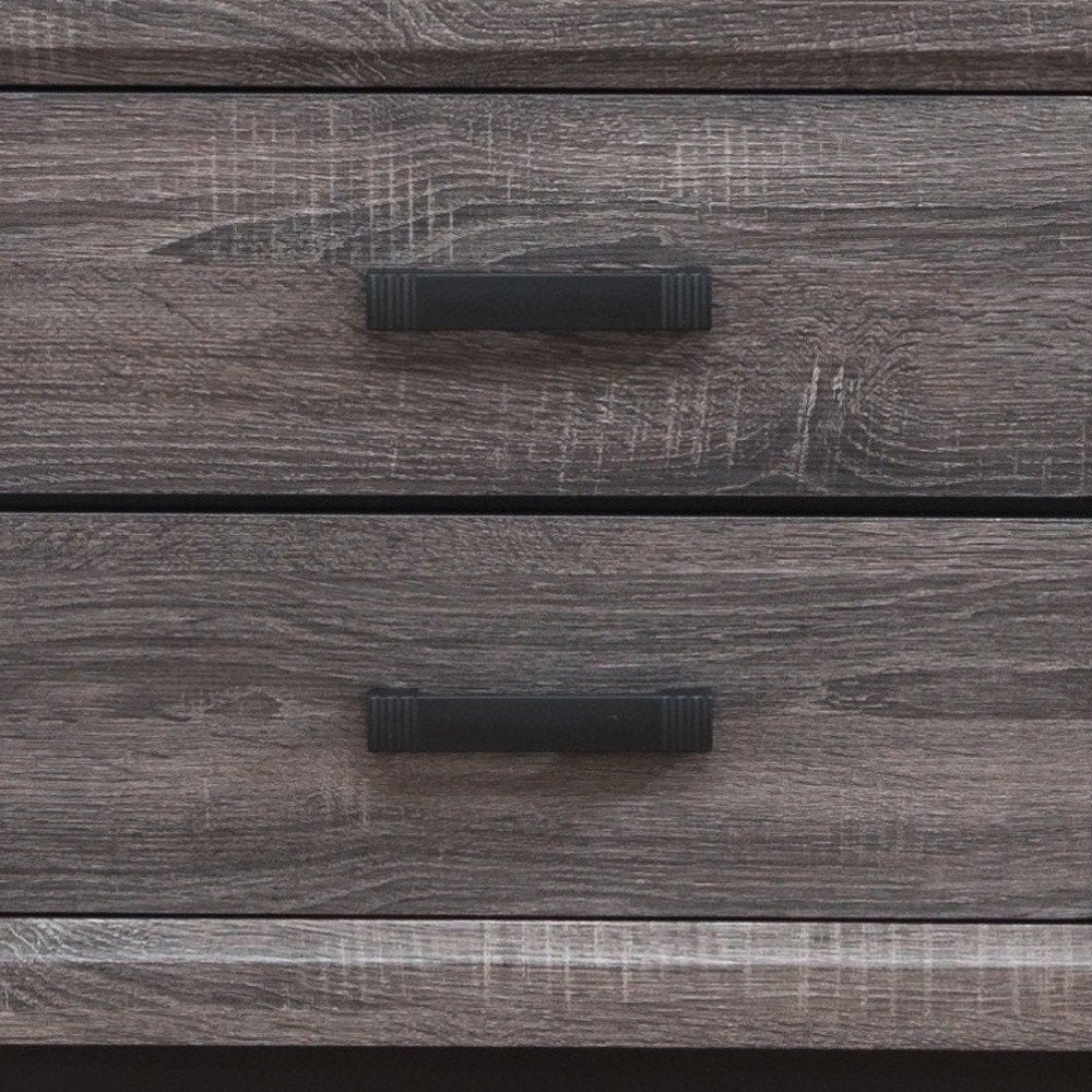 25" Gray Wood Two Drawer Nightstand