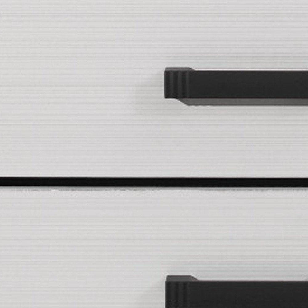 25" White Wood Two Drawer Nightstand