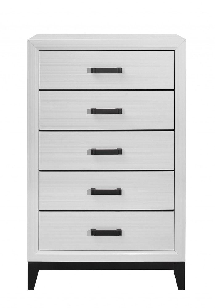 31" White Wood Five Drawer Dresser