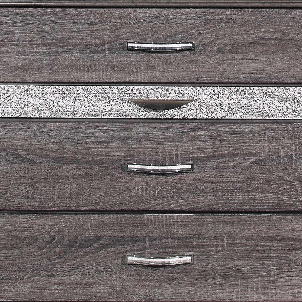 34" Gray Wood Six Drawer Dresser