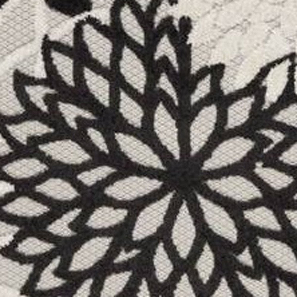 12' Black And White Indoor Outdoor Runner Rug