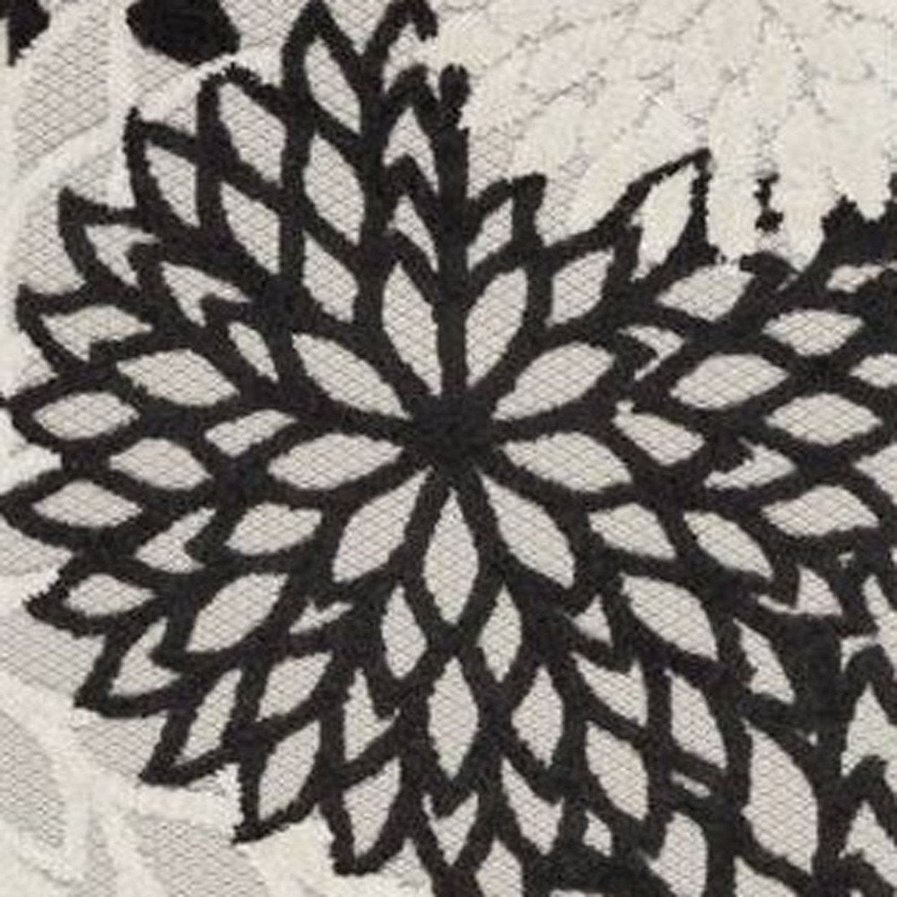 12' Black And White Indoor Outdoor Runner Rug