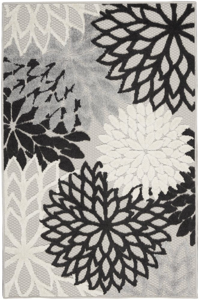 3' X 4' Black And White Indoor Outdoor Area Rug